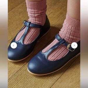 La Coqueta Navy Leather T-Bar Shoes